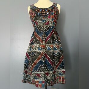 Anna Sui For Anthropologie Tesserae Mosaic Beaded Shift Dress